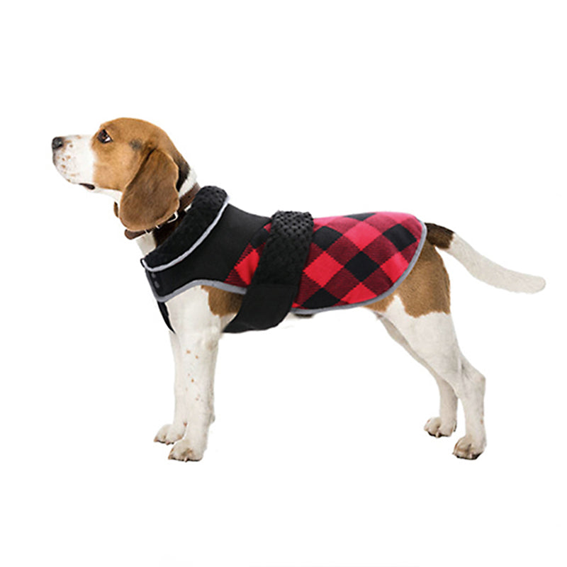 Plaid British Style Fleece Warm Dog Coat