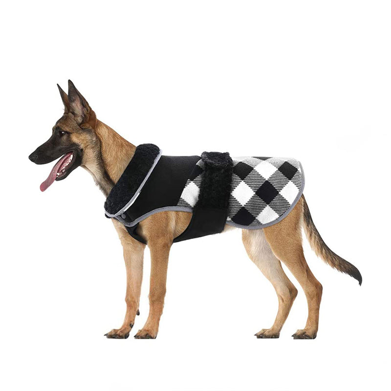 Plaid British Style Fleece Warm Dog Coat