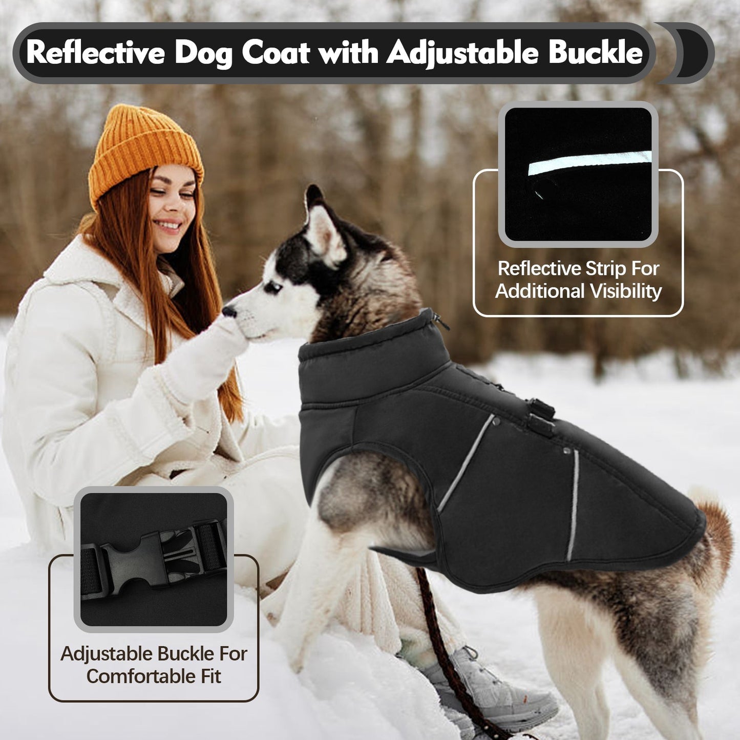 Dog Winter Coat Reflective Adjustable Dog Jacke