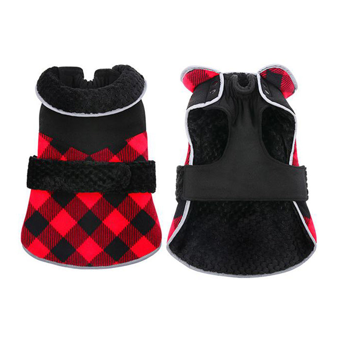 Plaid British Style Fleece Warm Dog Coat