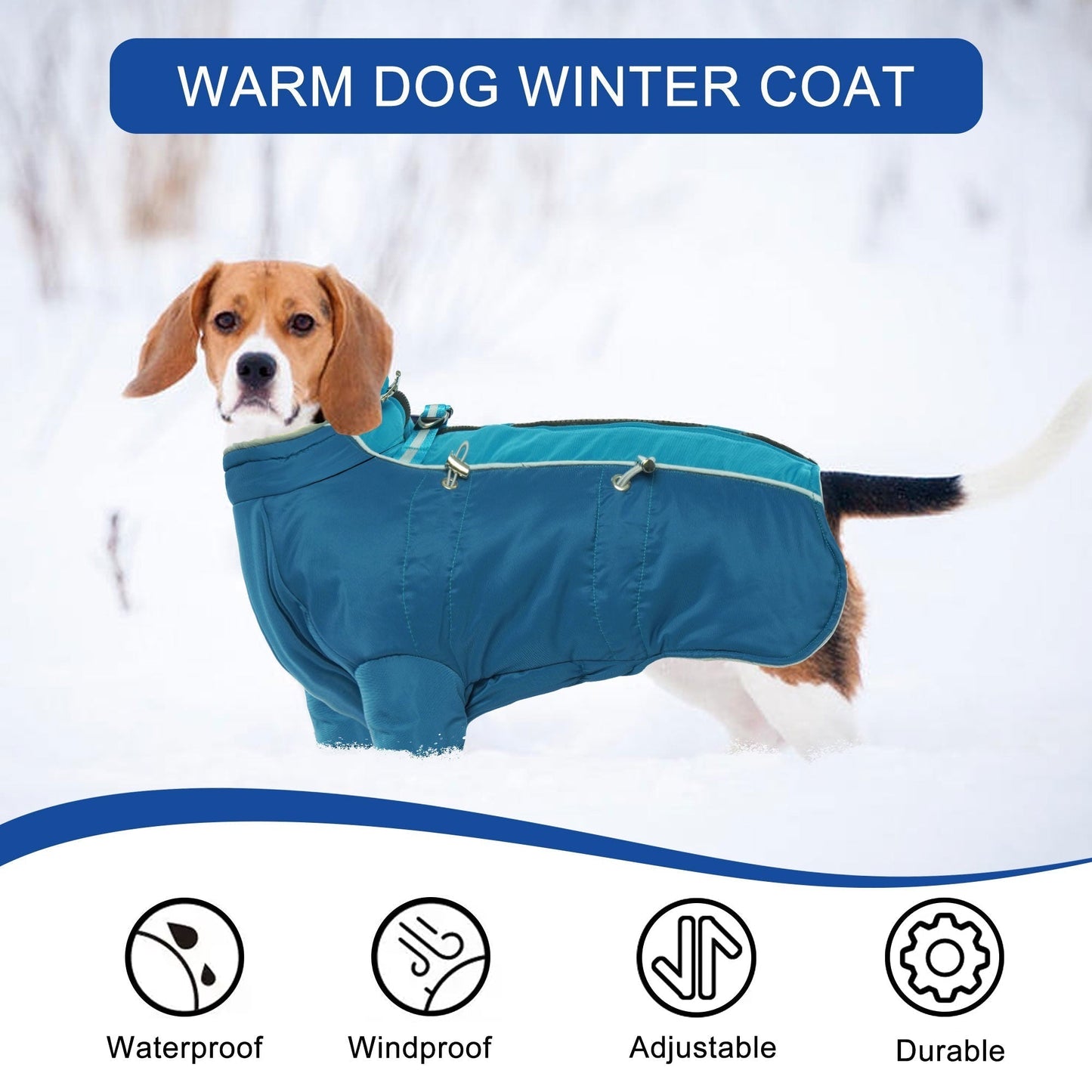 Windproof Reflective Turtleneck Dog Coat