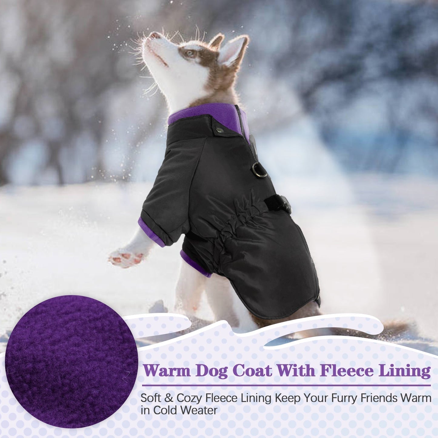 Windproof Dog Cold Weather Coat with Zipper