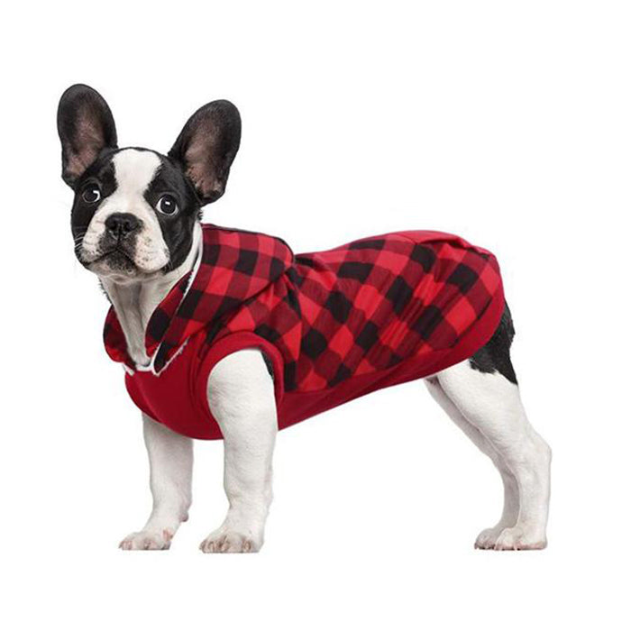 Plaid Fleece Lining Dog Hoodie