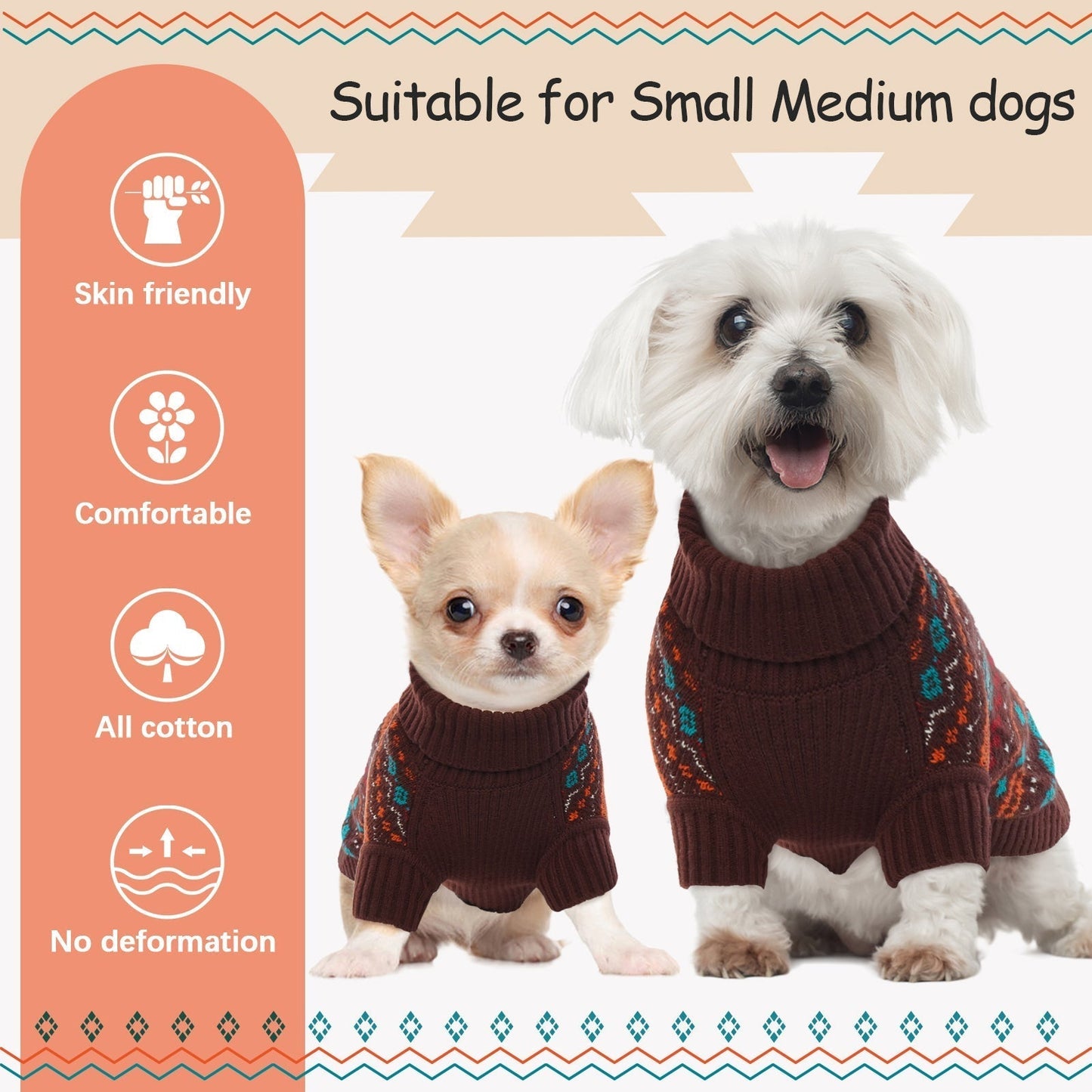 Bohemian Turtleneck Dog Sweater